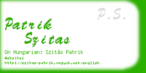 patrik szitas business card